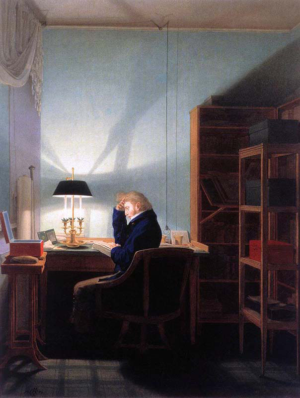Man Reading by Lamplight
